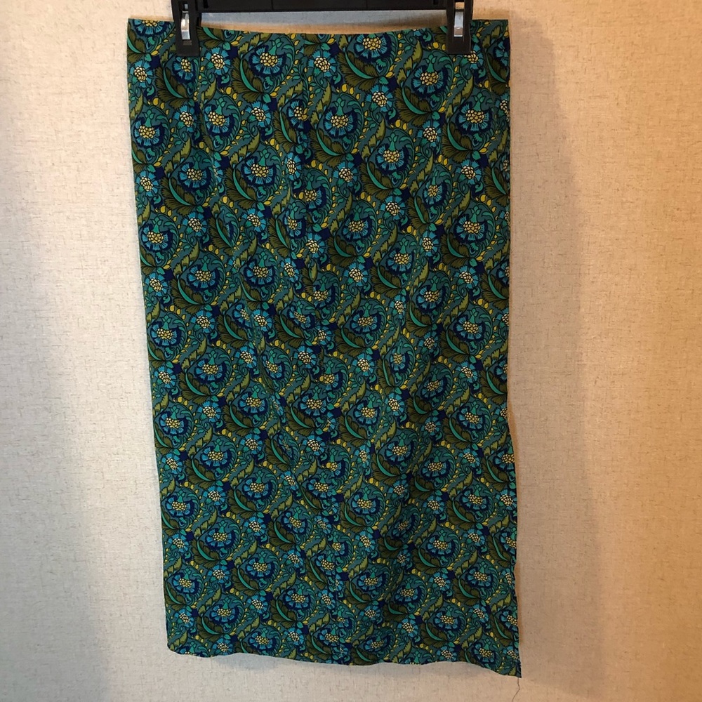 Topshop peacock colored midi skirt size 8